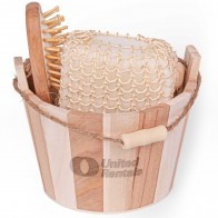 Bamboo Bucket Bath and Massage Set - 5pcs 